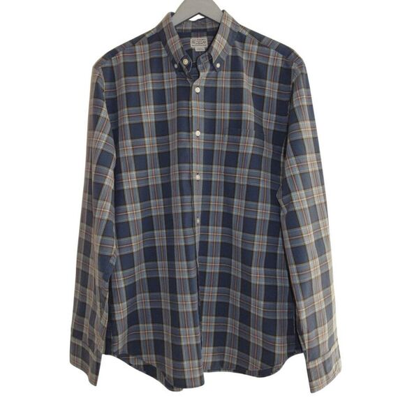 J. Crew Blue & Brown Plaid Button Up Shirt Sz L - Picture 1 of 4